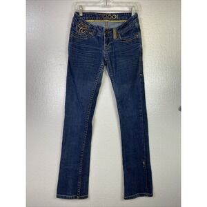 Coogi Womens Jeans Sz 3 Denim Embroidered Stretch Distressed Low rise Hipster